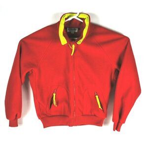 Vintage Britches Great Outdoors Radial Sleeve Bomber Jacket Mens Sz L  Red ~ USA